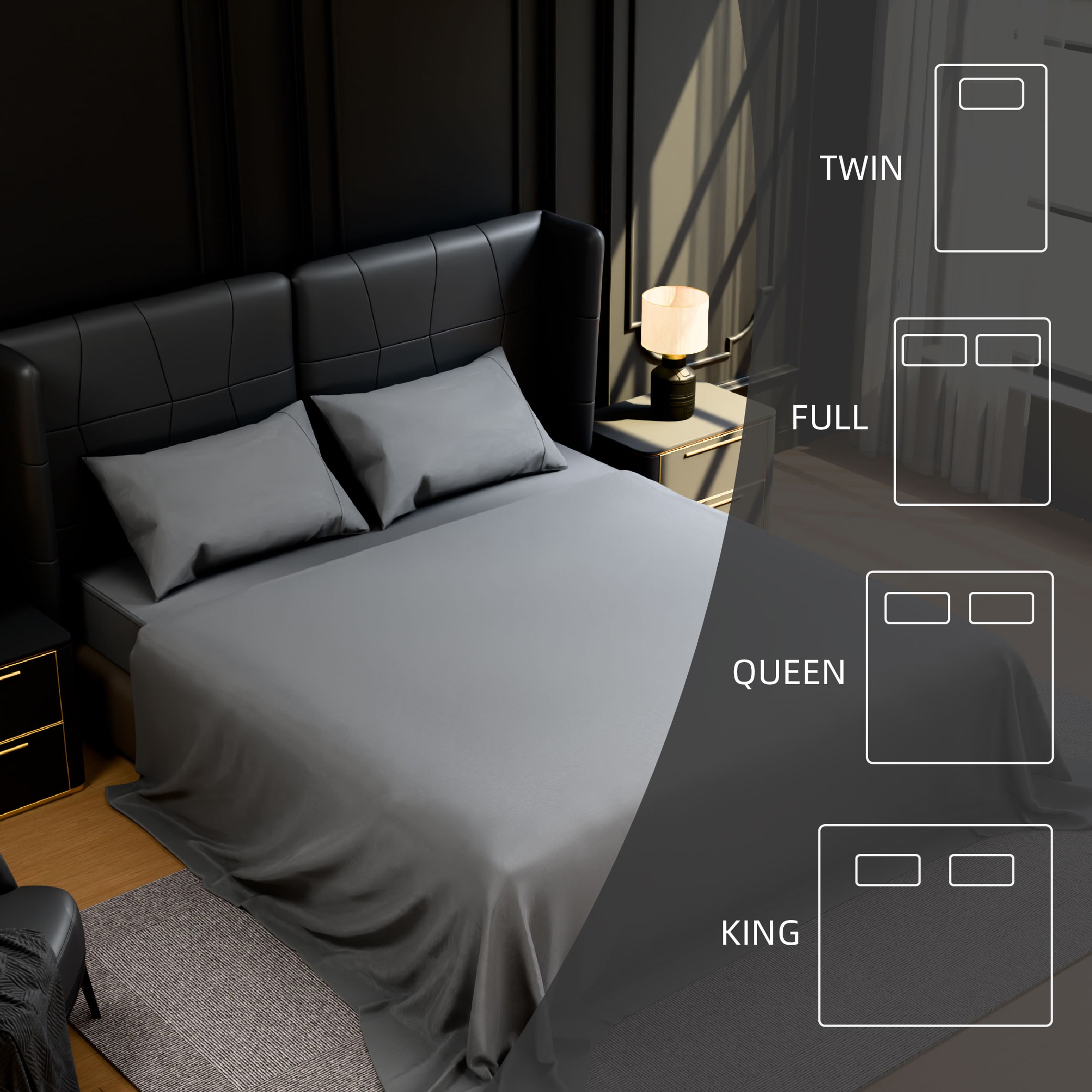 Bedding Queen Bed Sheets Set - 4 Piece Bedding - Brushed Microfiber - Shrinkage And Fade Resistant - Easy Care (Queen, Grey)_voghion.com